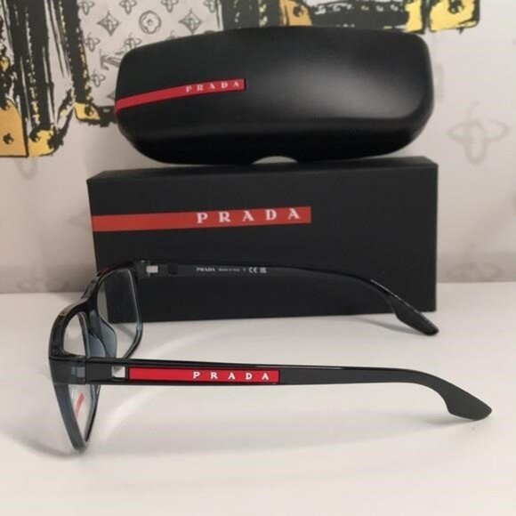 NEW AUTHENTIC Prada Linea Rossa VPS 02O Eyeglasses – Blue Crystal Full-Rim - Picture 11 of 14